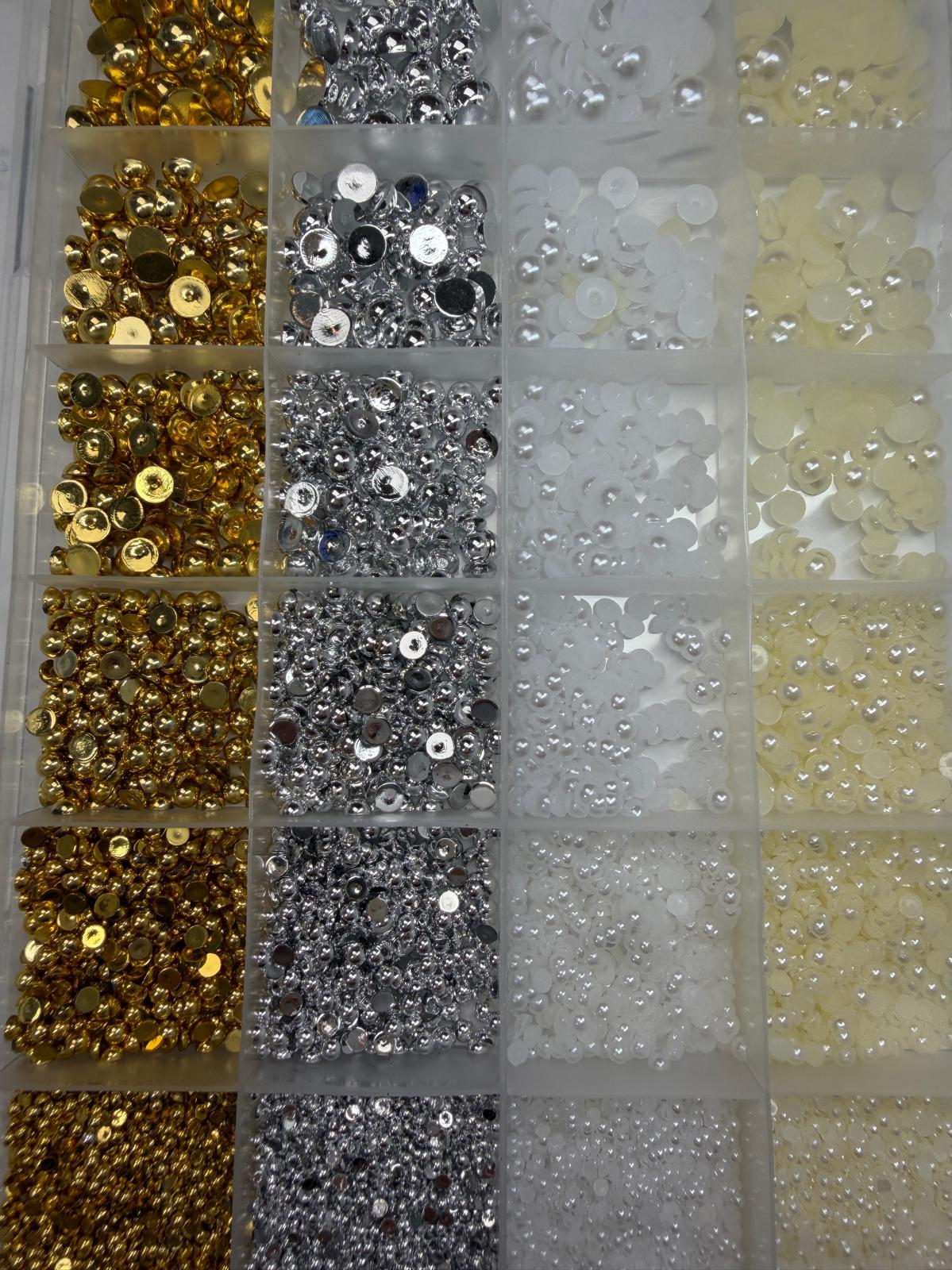 RHINESTONE PEARL & METALLIC BOX