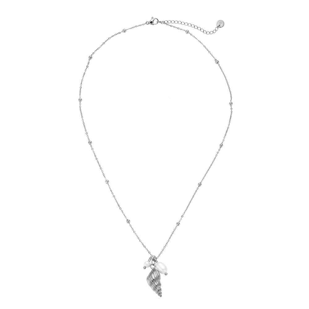 Pearl conch necklace silver