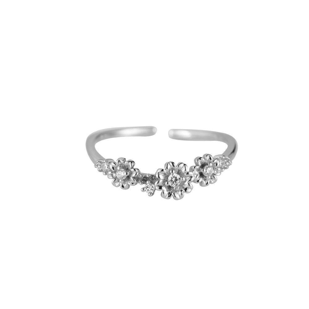 3 FLOWERS RING SILVER