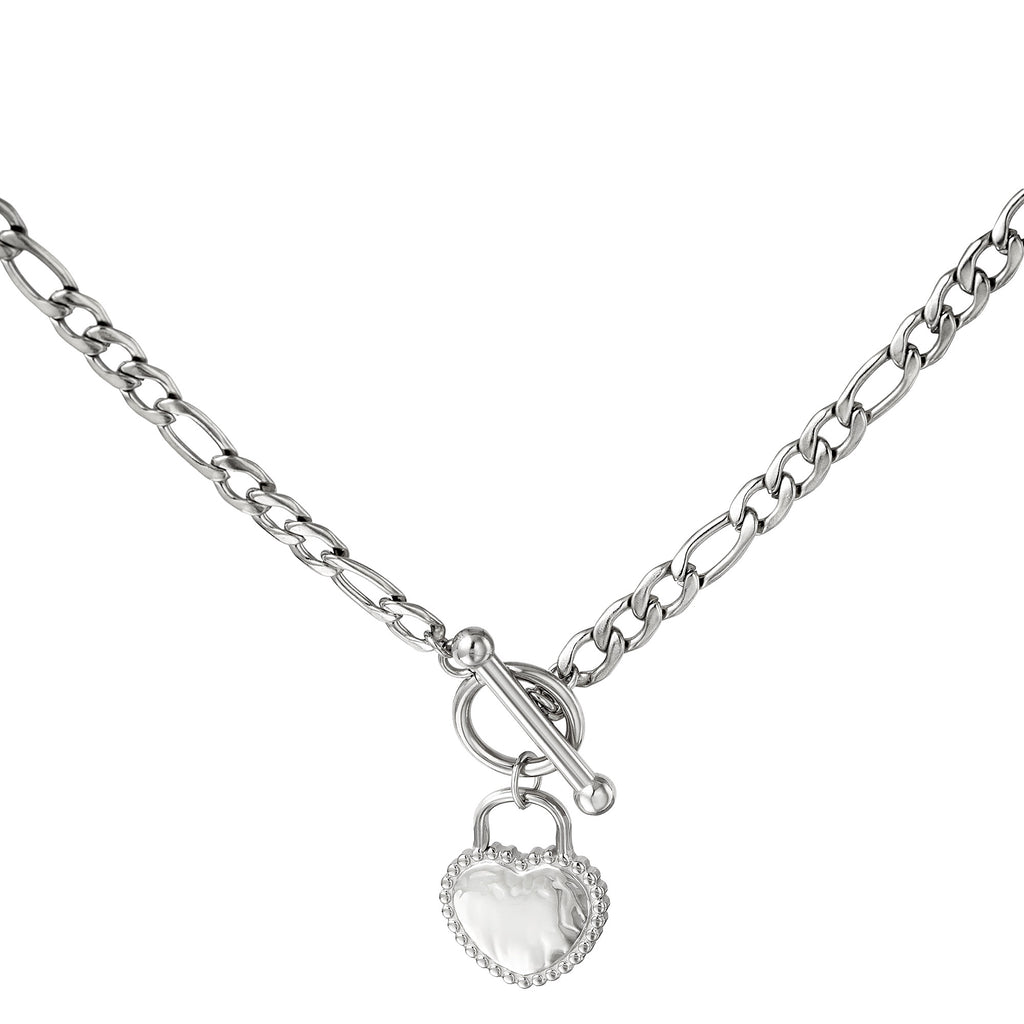 HEART ON LOCK NECKLACE SILVER