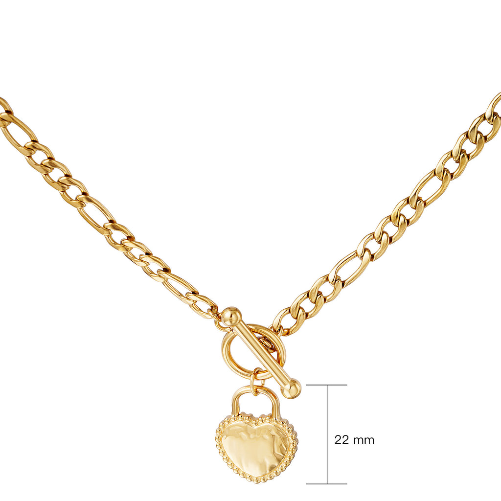HEART ON LOCK NECKLACE GOLD