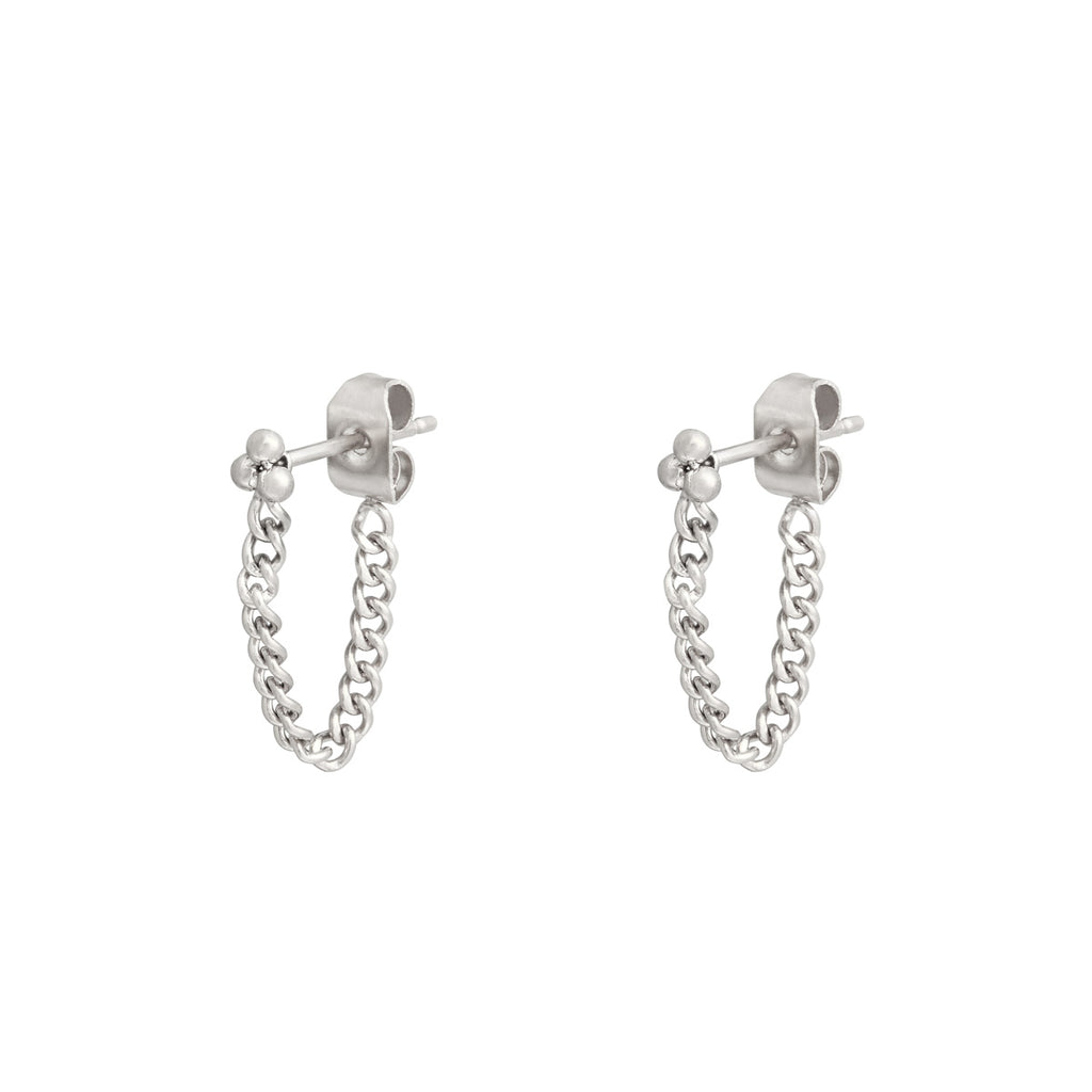 BALL AND CHAIN EARRINGS SILVER