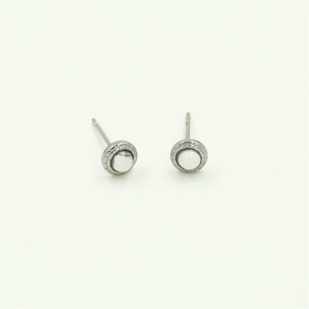 NATURAL STONE EARRINGS SILVER WHITE