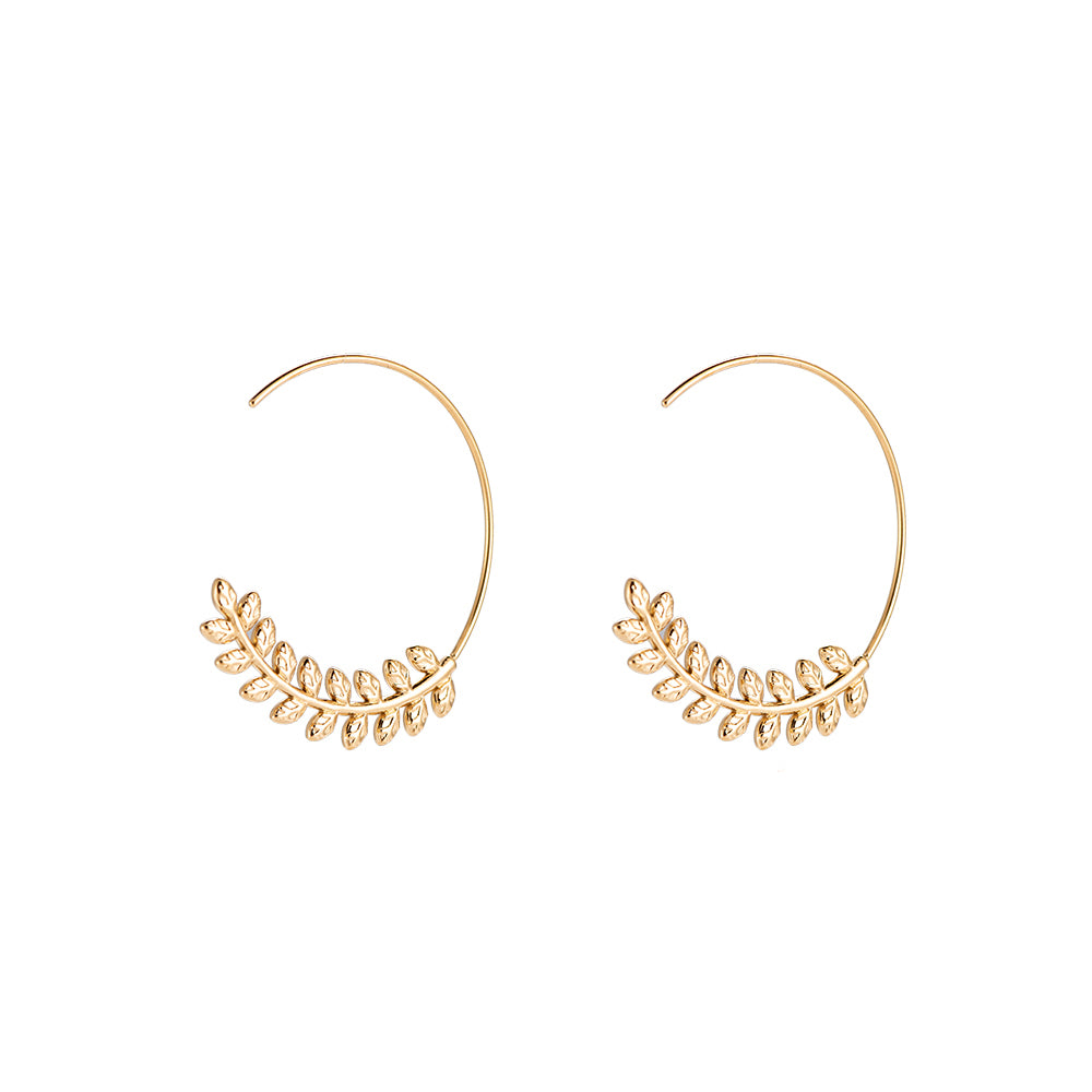 leaf crown earrings gold