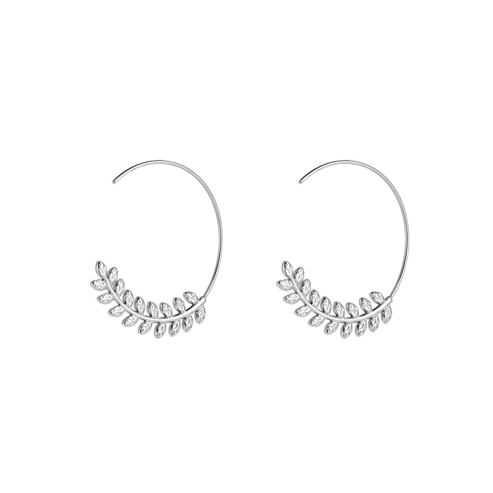 leaf crown earrings silver
